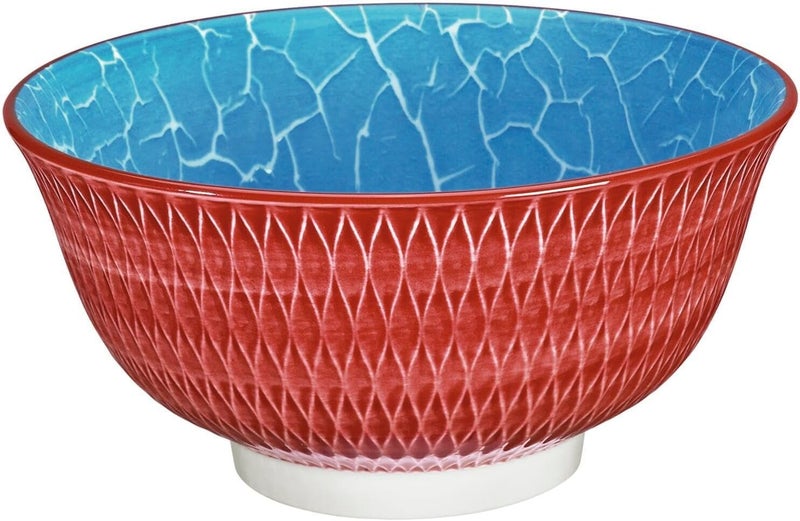 Cilio Amici Decorated Porcelain Bowl 17 Ounce Capacity 6 D x 275 H Set of 6 Rhombuses Textured Pattern Red - Image 1