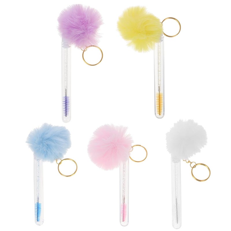 5pcs Eyelash Brush and Brow Comb Set with Tube Caps, Multi-color Mascara Wand Applicators for Makeup Artists and Daily Eye Makeup Use - Image 1