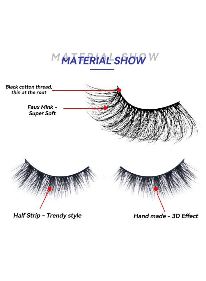 D'AMMA'N 3D Fan Half False Lashes – 5 Length Options Natural Wispy Look, Lightweight Soft & Reusable Eyelashes (2 Pairs) - Image 4