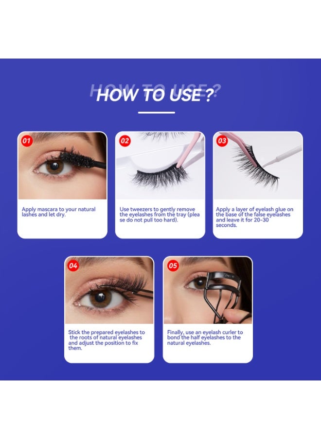 D'AMMA'N 3D Fan Half False Lashes – 5 Length Options Natural Wispy Look, Lightweight Soft & Reusable Eyelashes (2 Pairs) - Image 3