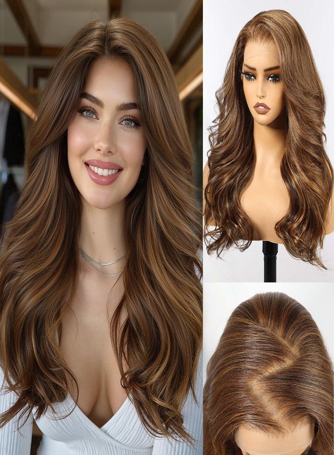 هير كيوب باروكة شعر صناعية عالية الدقة من HAIRCUBE مقاس 13 × 6 بوصة، باروكة شعر طويلة مجعدة ومتعددة الطبقات بلون بني مختلط، شعر مستعار بدون غراء بكثافة طبيعية للاستخدام اليومي للنساء - Image 1