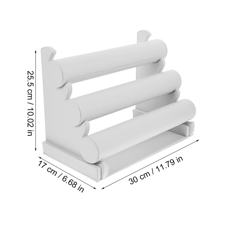 Detachable 3 Tier White PU Leather Bracelet Watch Display Stand Organizer Removable Layers - Image 3