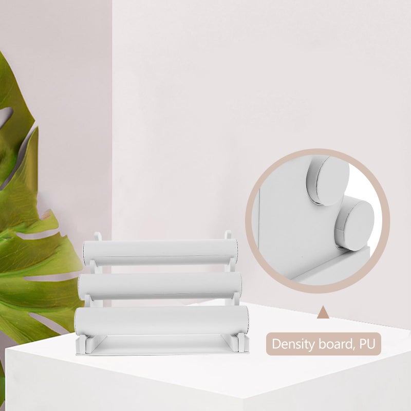 Detachable 3 Tier White PU Leather Bracelet Watch Display Stand Organizer Removable Layers - Image 5