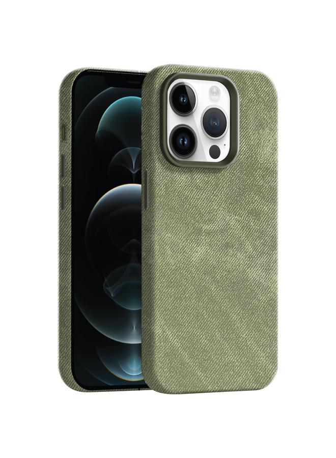 زبون جراب هاتف iPhone 12 Pro Max مصنوع من جلد الدنيم مع خاصية MagSafe - Image 1