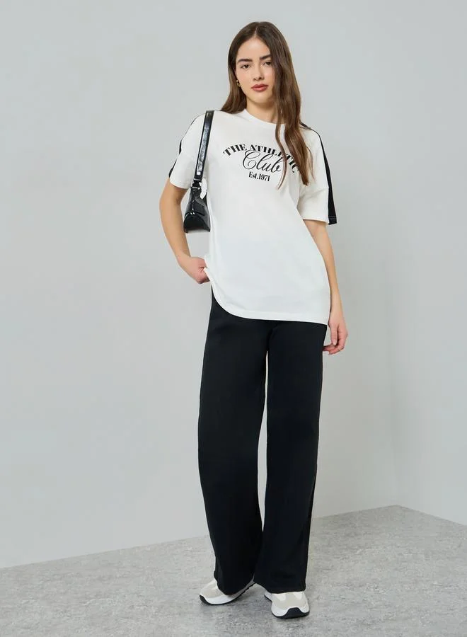 Styli Off White Slogan Oversized Cotton T-Shirt