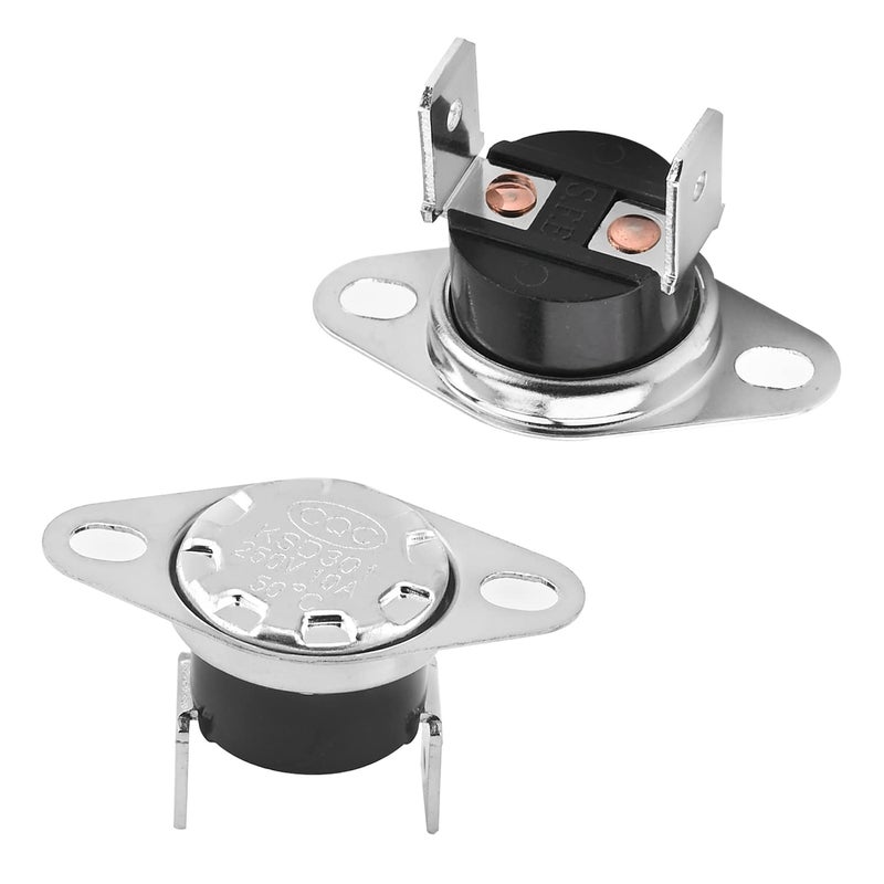 Fielect 2Pcs KSD301 Thermostat 50°C/122°F Normal Closed N.C Adjust Snap Disc Limit Control Switch Microwave Thermostat Thermal Switch Bent Angle - Image 1