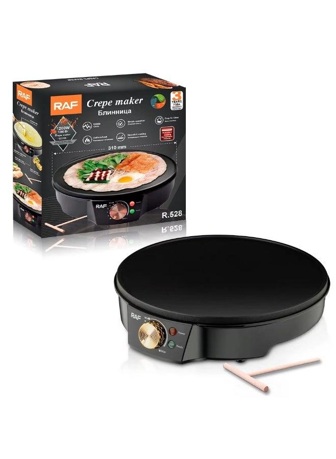 آر إيه أف صانعة الكريب الكهربائية RAF R.528 - 1200 واط، غير لاصقة، مقاس 12 بوصة، لصنع الكريب والفطائر مع تحكم قابل للتعديل في درجة الحرارة - Image 2