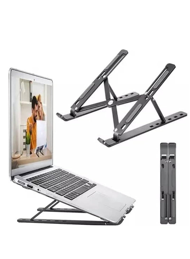 Adjustable Laptop Stand, Portable Aluminium Laptop Riser Laptop Holder for Desk, Foldable Ventilated Cooling Computer Support Stand Compatible for Apple MacBook Pro/Air, HP, Sony, Dell, Notebook Stand and more. - Image 1