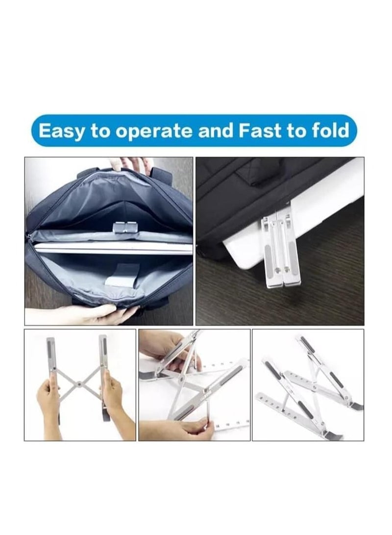 Adjustable Laptop Stand, Portable Aluminium Laptop Riser Laptop Holder for Desk, Foldable Ventilated Cooling Computer Support Stand Compatible for Apple MacBook Pro/Air, HP, Sony, Dell, Notebook Stand and more. - Image 4
