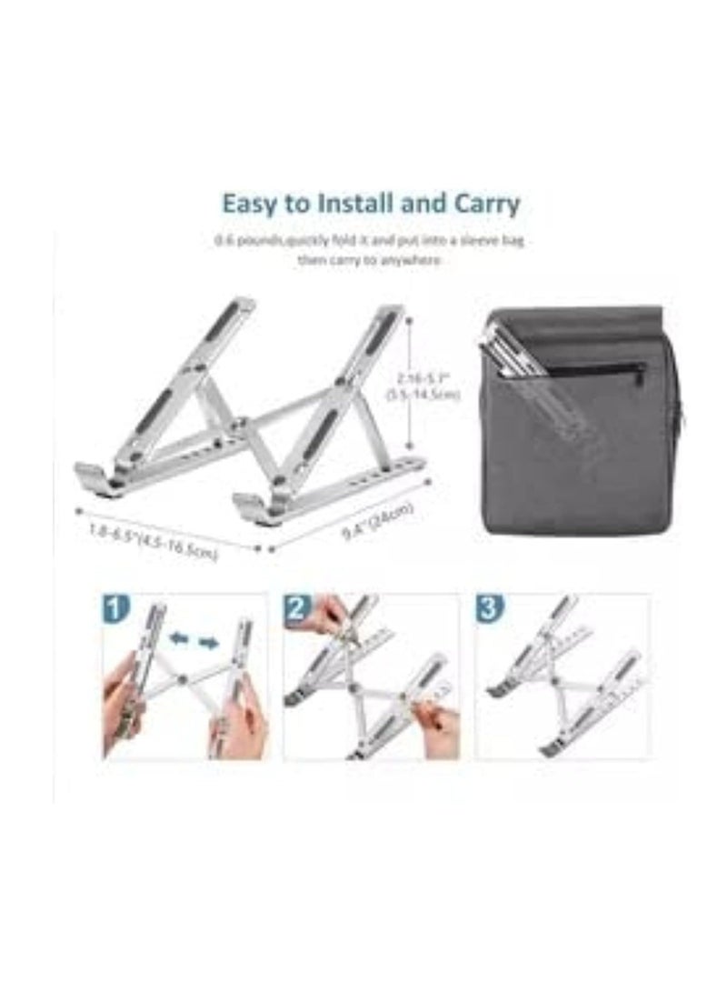 Adjustable Laptop Stand, Portable Aluminium Laptop Riser Laptop Holder for Desk, Foldable Ventilated Cooling Computer Support Stand Compatible for Apple MacBook Pro/Air, HP, Sony, Dell, Notebook Stand and more. - Image 5
