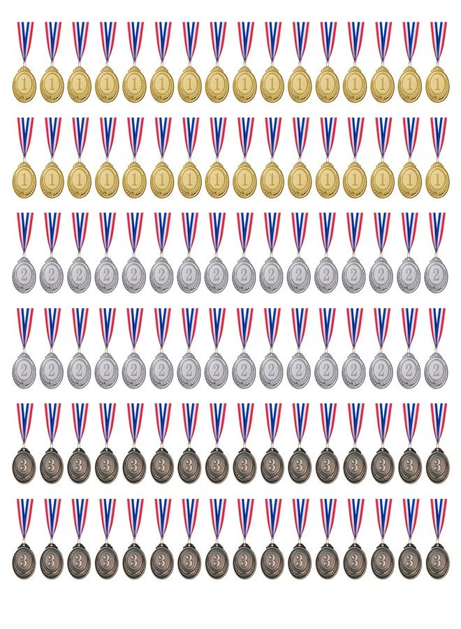 favide 96 Pieces Gold Silver Bronze Award Medals-Winner Medals Gold Silver Bronze Prizes for Competitions, Party,Olympic Style, 2 Inches - Image 1