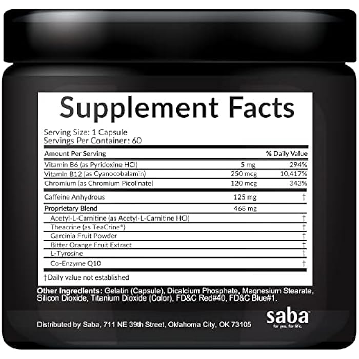 Saba Kombucha Saba Skinny 5000 -Fat Loss -Weight Loss-Appetite Control -Mild Jitter-Free Energy- Focus -60 Capsules - Image 3