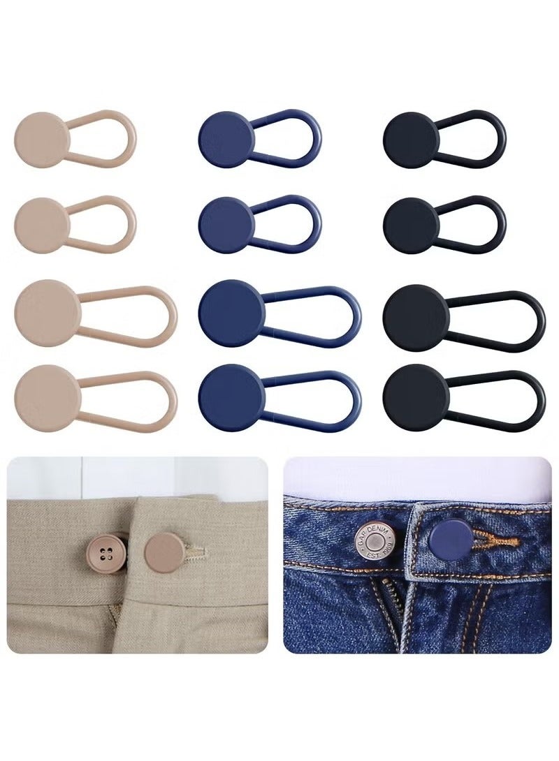 Realfrog 12PCS Button Extenders for Jeans, Pants Waist Button Extender for Women Men, 3 Colors Pant Waistband Expander, Ceryvop Pants Waist Extension 1-1.4 Inches - Image 1