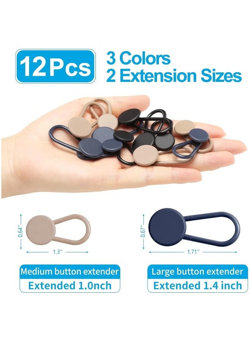 Realfrog 12PCS Button Extenders for Jeans, Pants Waist Button Extender for Women Men, 3 Colors Pant Waistband Expander, Ceryvop Pants Waist Extension 1-1.4 Inches - Image 2