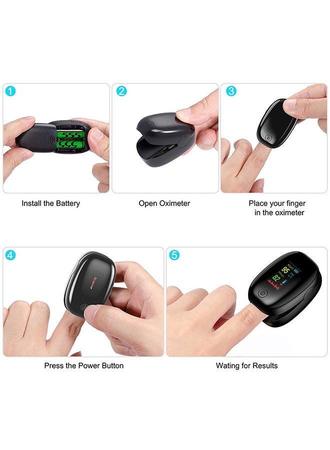 GD Finger Pulse Oximeter Digital Fingertip Oximeter with Color Screen - Portable SpO2 Blood Oxygen Saturation & Pulse Rate Monitor One-Touch Operation & Auto Power-Off Pulse Monitor for Home & Sports Use Daily Health Tracking (Black) - Image 4