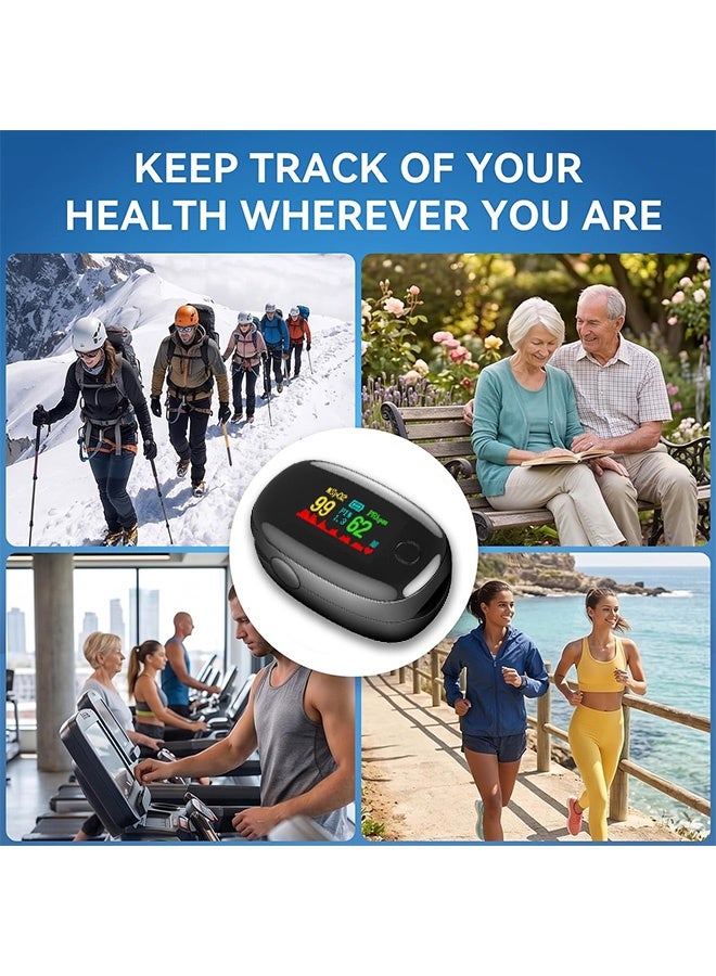 GD Finger Pulse Oximeter Digital Fingertip Oximeter with Color Screen - Portable SpO2 Blood Oxygen Saturation & Pulse Rate Monitor One-Touch Operation & Auto Power-Off Pulse Monitor for Home & Sports Use Daily Health Tracking (Black) - Image 5