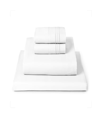 Mellanni Full Sheets Set  4 PC Iconic Collection Bedding  Hotel Luxury Extra Soft Cooling Bed Sheets  Wrinkle Fade Stain Resistant Full White