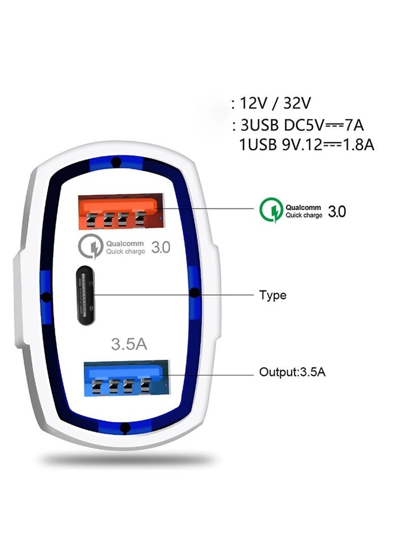 RIYAD GADGETS 2-Pack QC 3.0 Car Charger with USB & Type-C - Black & White - Image 2