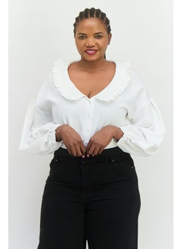 In the style Women Solid Long Sleeve Bodysuit, White  - Image 1