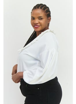 In the style Women Solid Long Sleeve Bodysuit, White  - Image 3