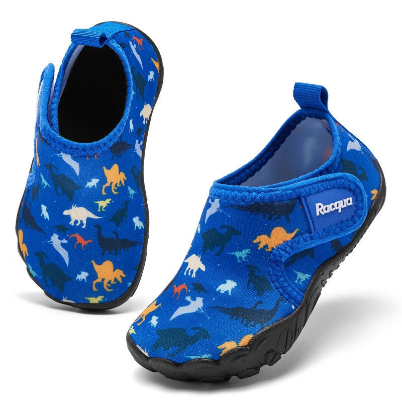 Racqua Toddler Boys Girls Water Shoes Slip-On Quick Dry Aqua Kids Shoes Barefoot Breathable Swim Lightweight Beach Shoes Toddler Blue Dinosaur 8 - Image 3