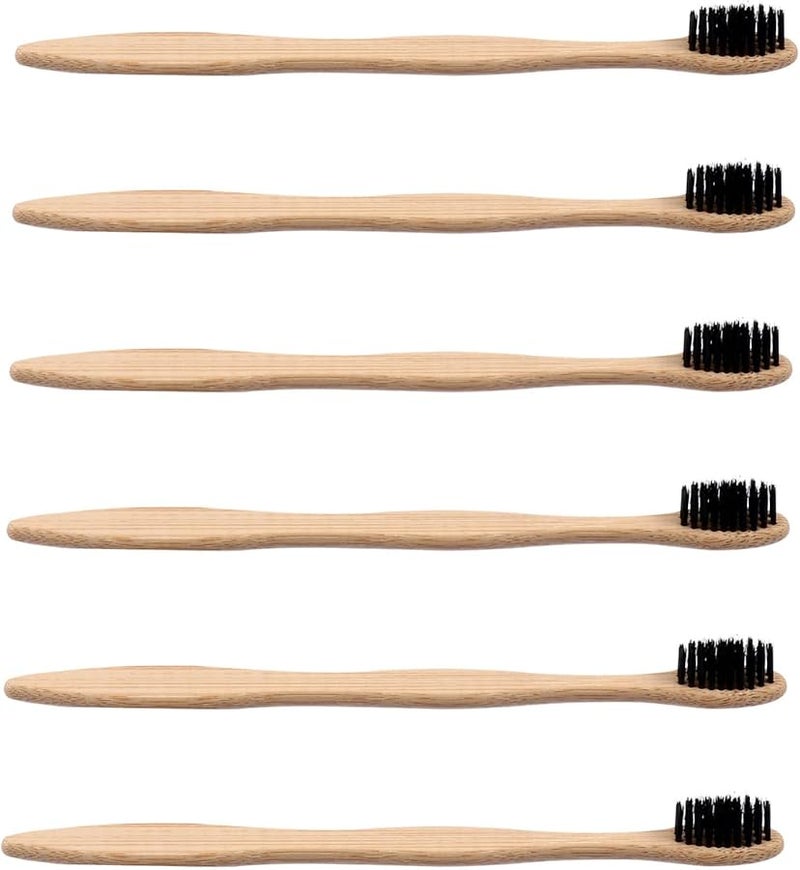 6Pcs Natural Bamboo Toothbrush with Soft Bristles for Daily Oral Care Travel Friendly - Image 2