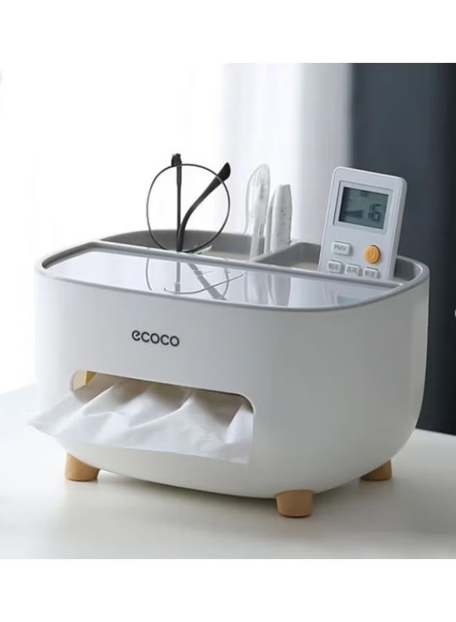 إيكوكو حامل غطاء علبة مناديل من ايكوكو مع مساحة تخزين، صندوق مناديل متعدد الوظائف مصنوع من مادة ايه بي اس، منظم تخزين للحمام وغرفة النوم والمكتب، كود3584 - Image 2