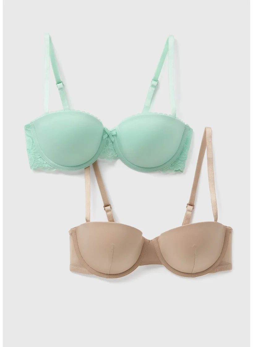 Matalan 2 Pack Multicolour Balcony Bras