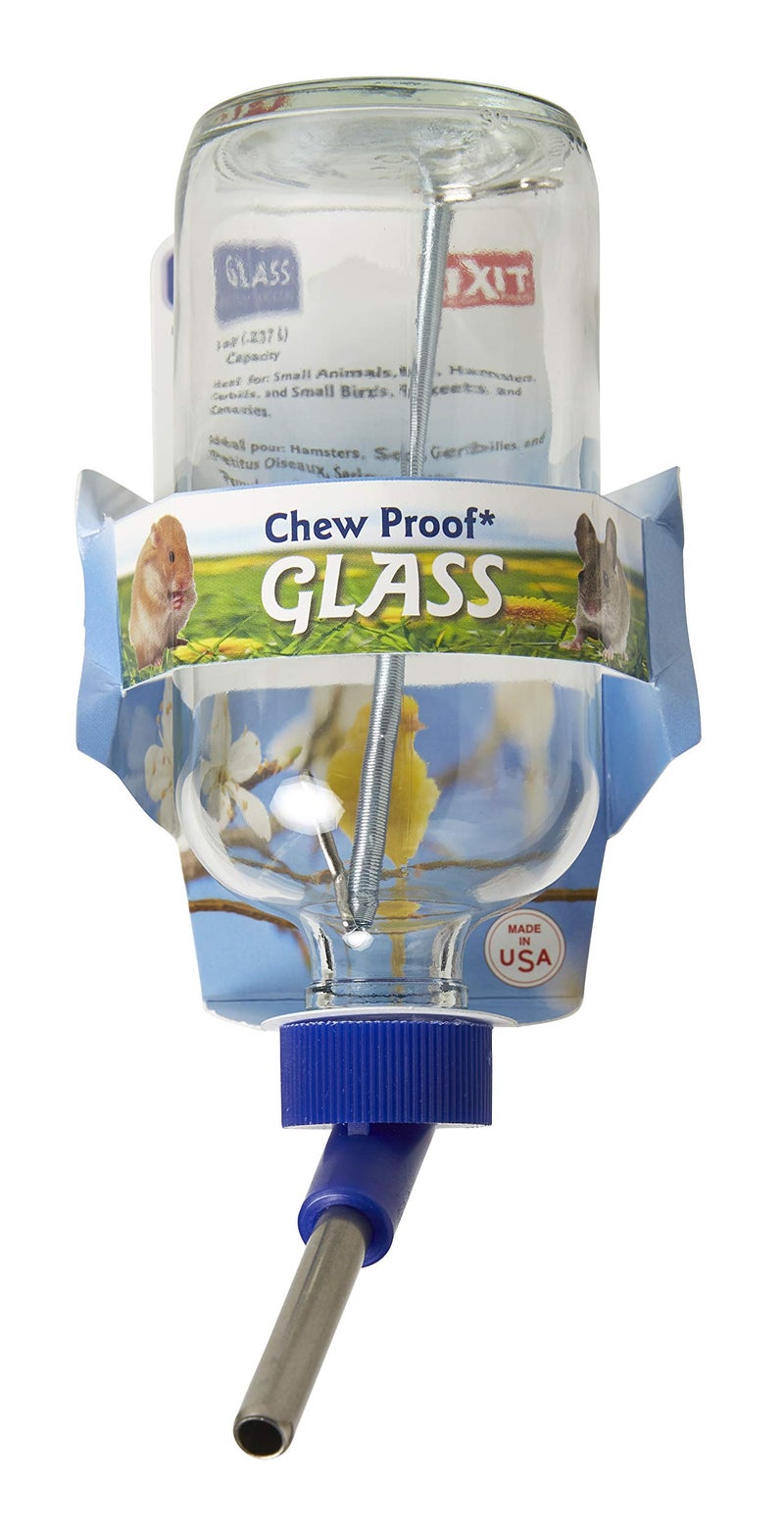 Lixit Glass Water Bottles for Rabbits, Ferrets, Small Birds, Guinea Pigs, Rats, Hamsters and Other Pets (8oz) - Image 1