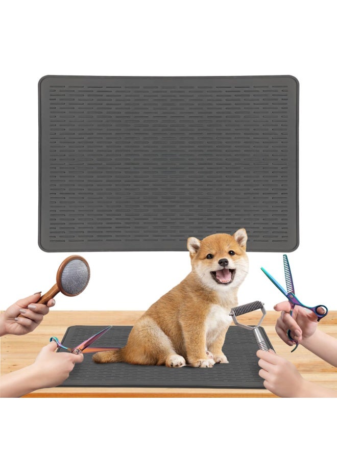 Dog Grooming Table Mat Pad Non Slip, Multipurpose Soft Pet Grooming Table Mats at Home, 28 x 19.7 Inch Silicone Durable Anti-Fatigue Groomer Mats Paw Protection Easy-Clean Cat Dog Bath Mat - Image 1
