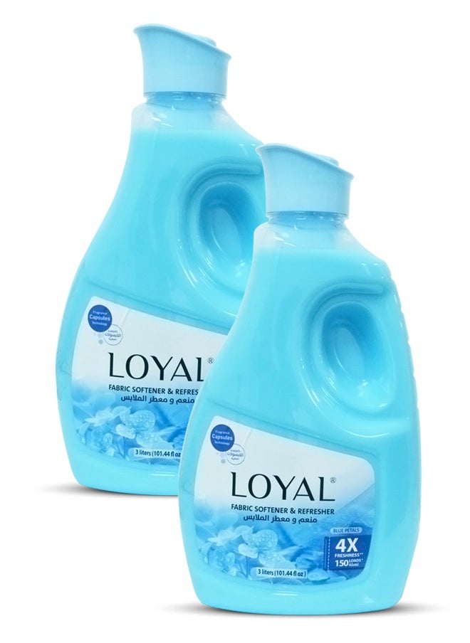 loyal Fabric Softener & Freshener Concentrated, Blue Petals 150Washes 2x3000ml  - Image 1