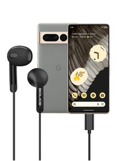 USB C Headphones Compatiable with Google Pixel 7 Pro USB C In-Ear Headphones with Microphone Volume Control and Pure Sound Black