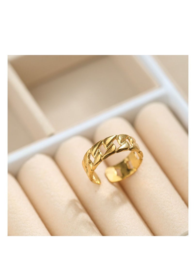 Retro Oil Pressure Stainless Steel Open Couple Ring for Men and Women