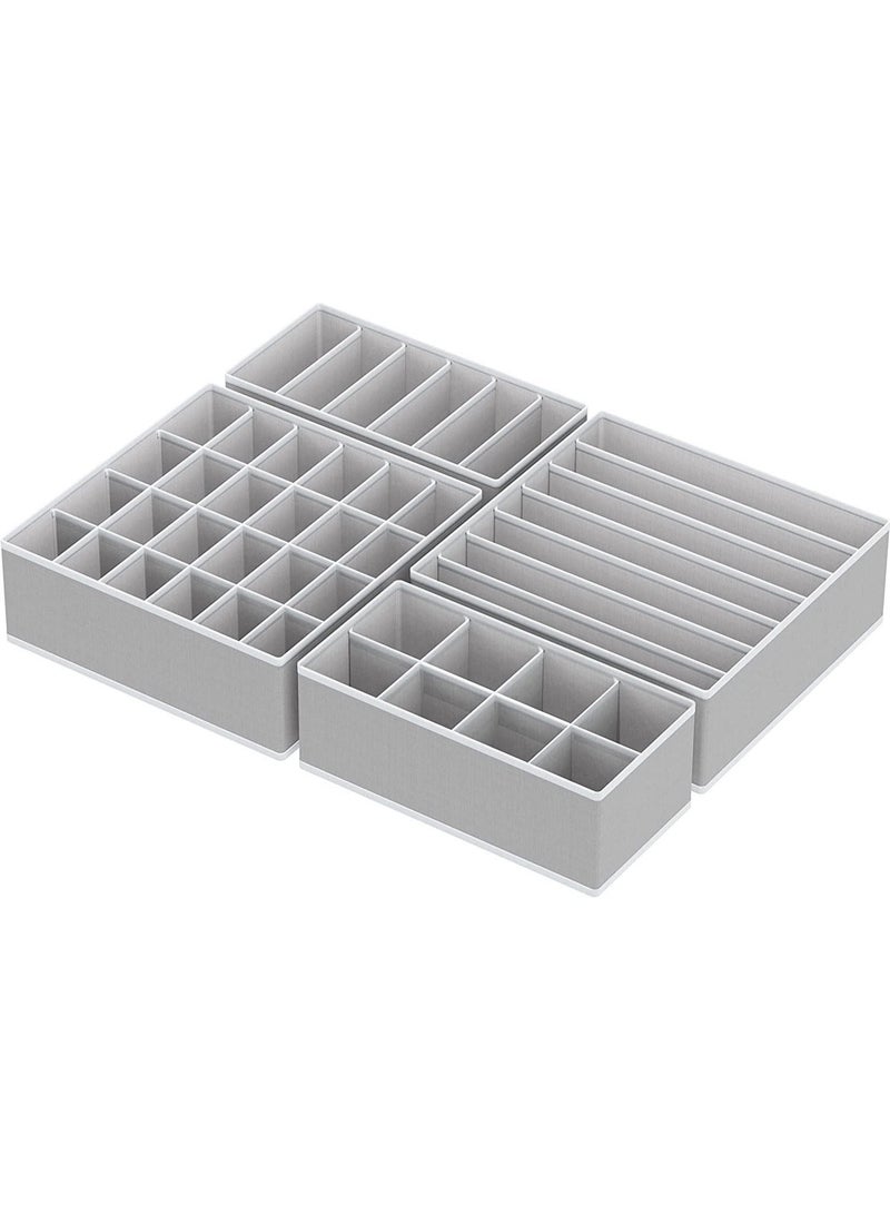 4 Pack Sock Underwear Drawer Organizer Dividers 45 Cell Foldable Fabric Dresser Closet Organizers and Storage Bins for Clothing Baby Clothes Bra Panty Scarf Ties - Image 1
