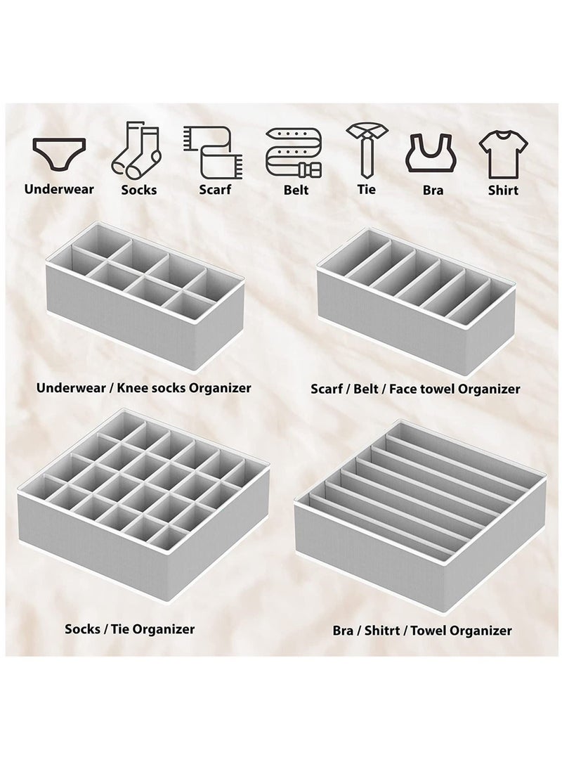 4 Pack Sock Underwear Drawer Organizer Dividers 45 Cell Foldable Fabric Dresser Closet Organizers and Storage Bins for Clothing Baby Clothes Bra Panty Scarf Ties - Image 5
