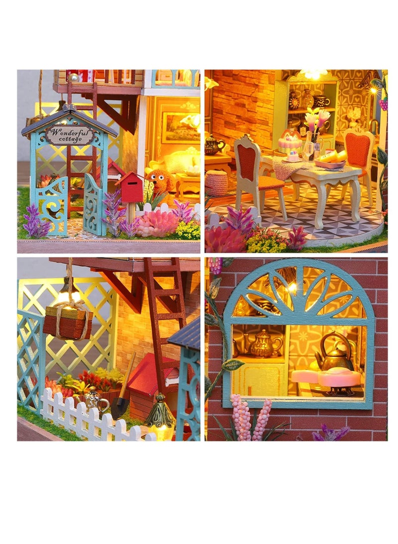 Excefore DIY Dollhouse Miniature with Furniture,Wooden Crafts Model Mini Handmade Kit with Dust Proof Cover and Music Box,1:24 Scale Creative Room Birthday Gift Idea for Adult Friend Lover - Image 4