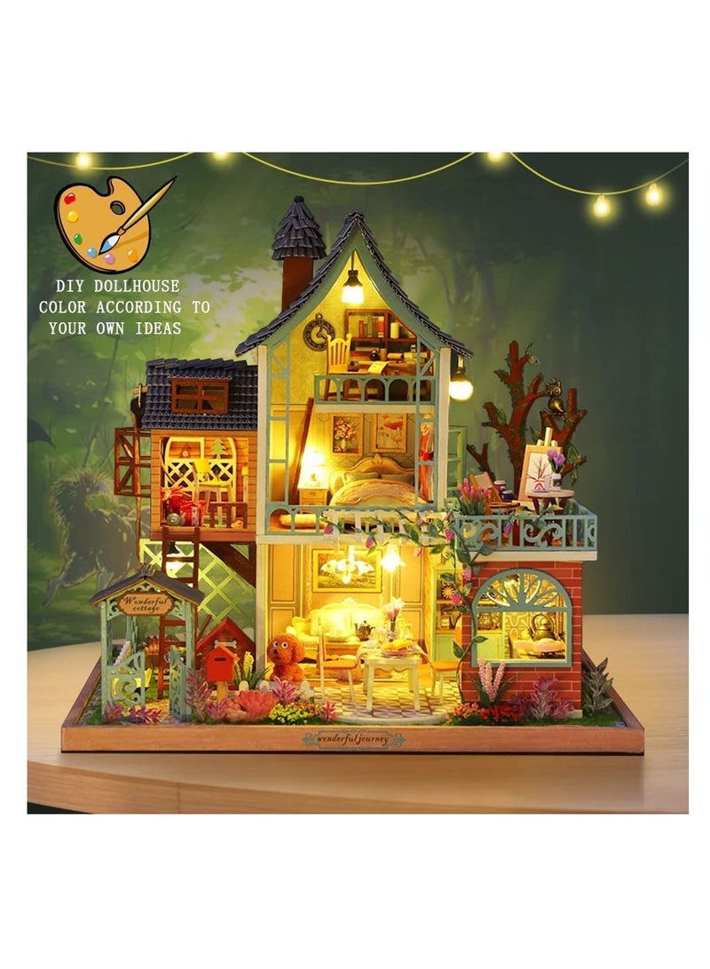 Excefore DIY Dollhouse Miniature with Furniture,Wooden Crafts Model Mini Handmade Kit with Dust Proof Cover and Music Box,1:24 Scale Creative Room Birthday Gift Idea for Adult Friend Lover - Image 2