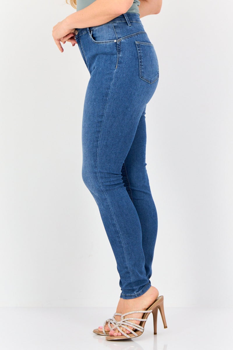 Only x JDY Women Regular Fit Washed Stretchable Denim Jeans, Light Blue - Image 3