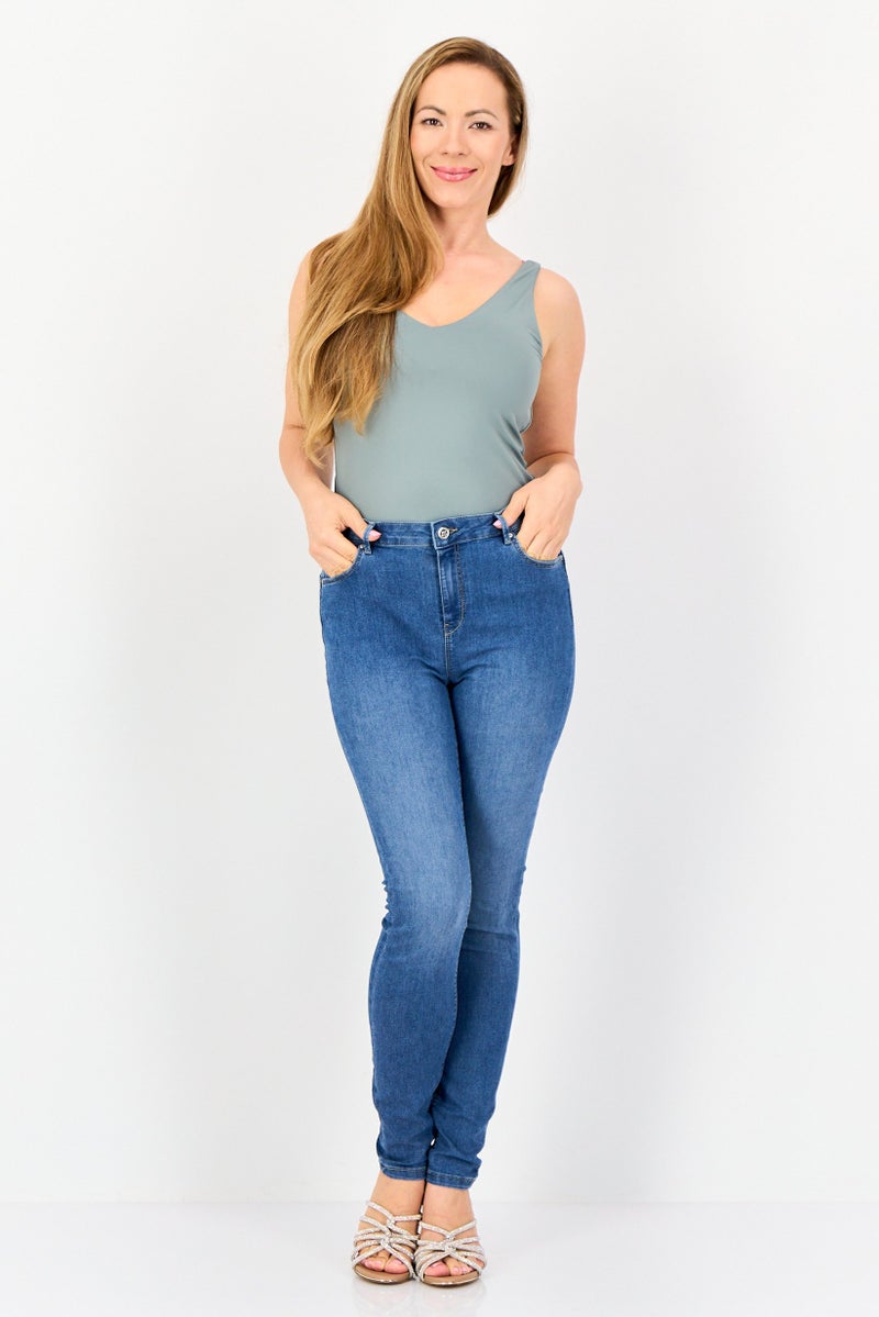 Only x JDY Women Regular Fit Washed Stretchable Denim Jeans, Light Blue - Image 4