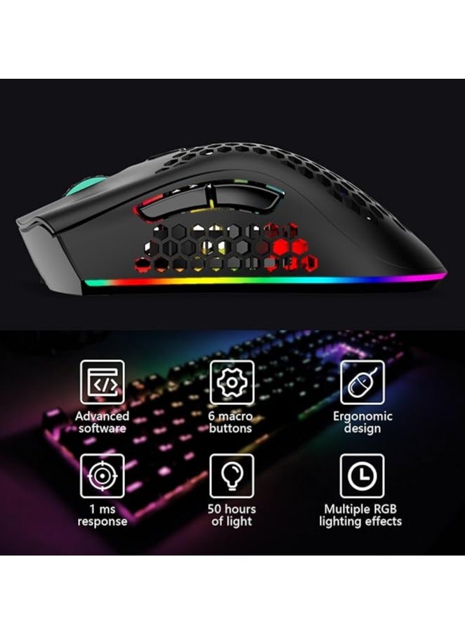 erorex Wireless Game Mouse,2.4G Portable Computer Mouse,6 Programmed Buttons,Rechargeable Mouse with RGB Light,Gaming Mouse for Ergonomic,Wireless Mouse 400MA Lithium Battery - Image 4