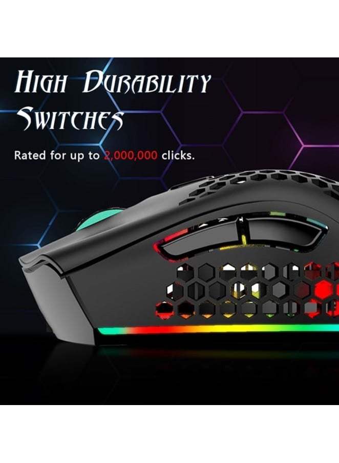 erorex Wireless Game Mouse,2.4G Portable Computer Mouse,6 Programmed Buttons,Rechargeable Mouse with RGB Light,Gaming Mouse for Ergonomic,Wireless Mouse 400MA Lithium Battery - Image 3