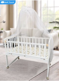 Soft Touch Wodden Baby Crib Multifunctional Baby Bed Baby Cot with Mosquito Net Wood Baby Bedside Crib with Wheels  - Image 2