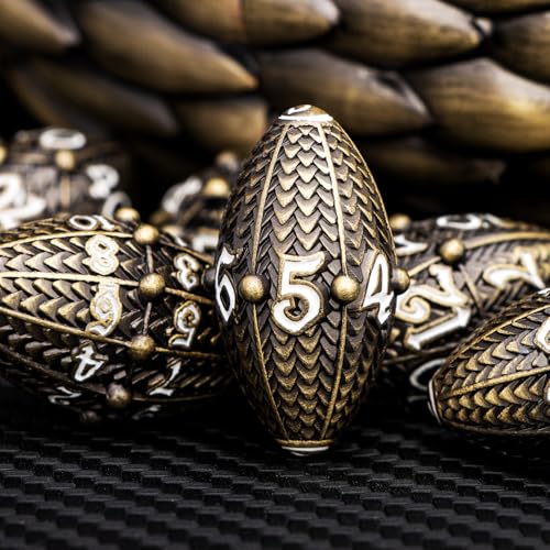 ARUOHHA DND Metal Dice Bronze Dragon Egg Dice with Rotating Dragon Egg Shell Role Playing Game RPG Polyhedral D and D Dice Set D20 D12 D10 D8 D6 D4 - Image 5