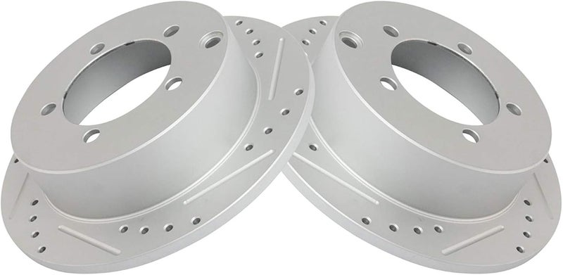 TRQ Performance Brake Rotor Drilled Slotted Rear Coated Pair for Mitsubishi - Image 2
