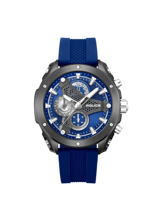 بوليس Wyvern Blue Dial Silicone Strap Chronograph Watch for Men, 45mm