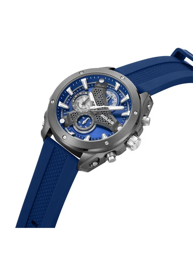 بوليس Wyvern Blue Dial Silicone Strap Chronograph Watch for Men, 45mm
