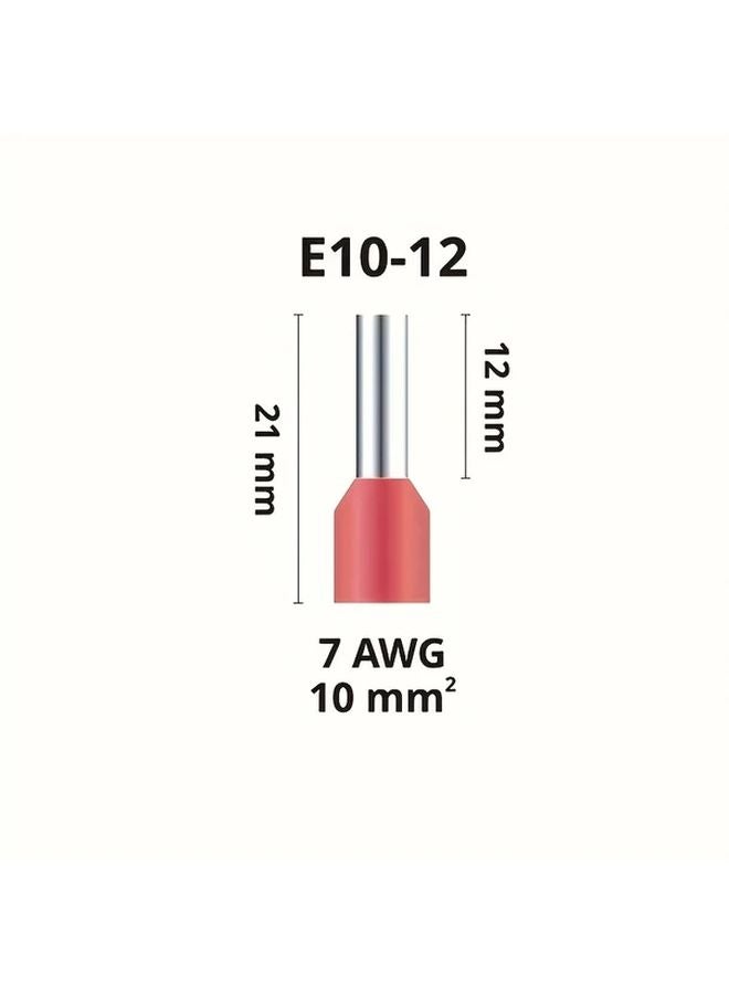 100 قطعة موصل طرفي من نوع الأنبوب النحاسي E10 12 بألوان متنوعة (أحمر، أصفر، أزرق، رمادي) - Image 1
