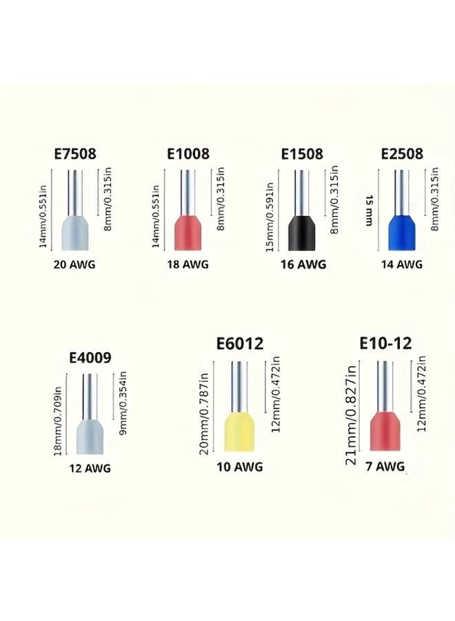 100 قطعة موصل طرفي من نوع الأنبوب النحاسي E10 12 بألوان متنوعة (أحمر، أصفر، أزرق، رمادي) - Image 3