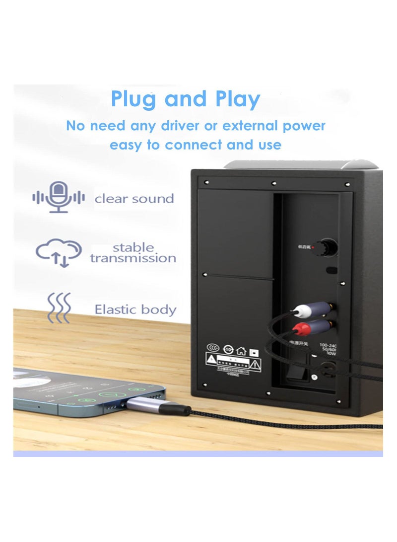 SYOSI Audio Aux Cable 2-Male Stereo Y Splitter Adapter Audio Stereo Aux Cord Compatible with Phone Pad Pod for Car Amplifier Theater Speaker DJ Controller - Image 2