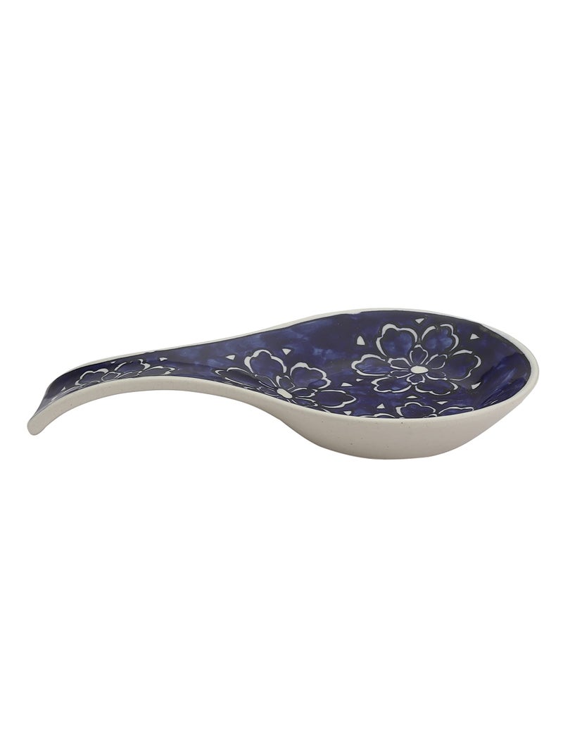 miah decor Miah Décor Handpainted Ceramic Spoon Rest Blue | Large Utensil Holder for Kitchen Counter & Stove | Microwave & Dishwasher Safe | Food Grade, Scratch Resistant Ladle & Spoon Stand - Image 2